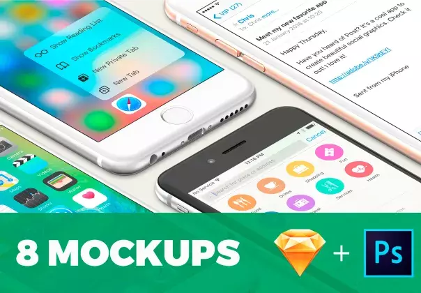 8 Isolated iPhone 6s mockups