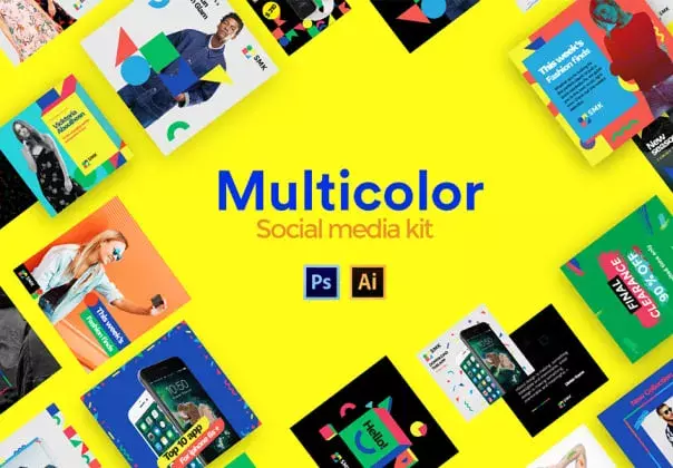 Multicolor Social Media Kit