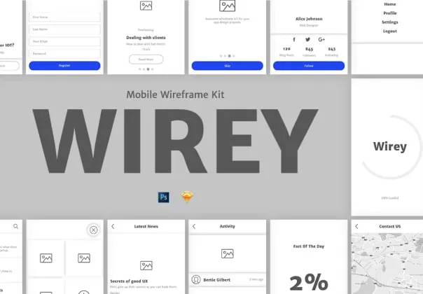 Wirey Mobile Wireframe Kit