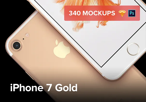 340 iPhone 7 Gold Mockups