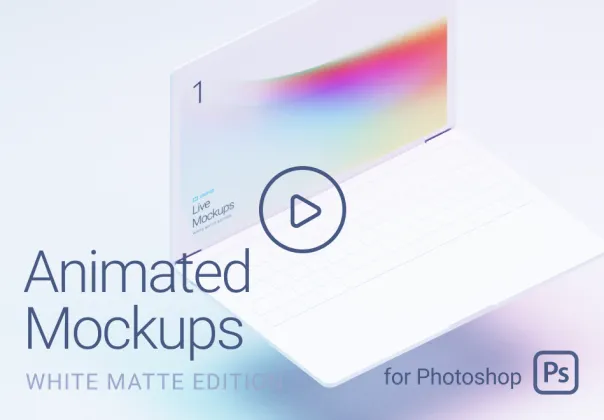 Matte White collection of looped animated mockups for Photoshop.