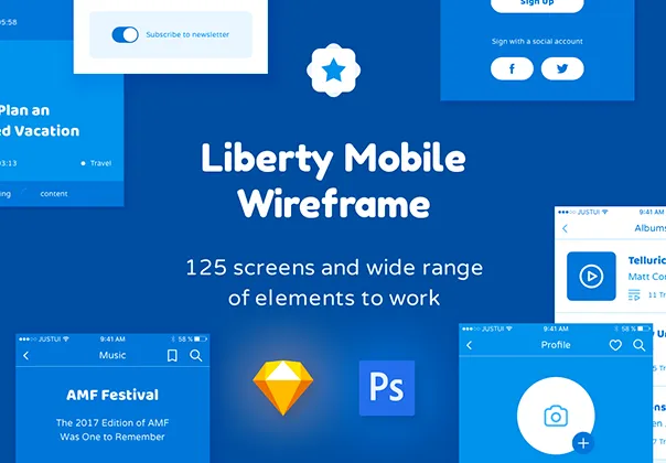 Liberty Mobile Wireframe Kit