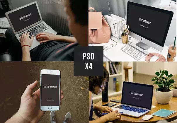 4 PSD Apple Mockups