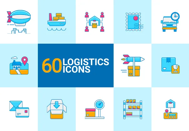 60 Logistics Icons | Ocean Series