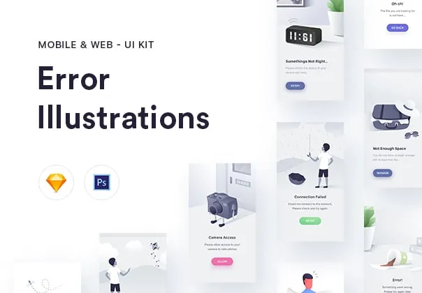 Mobile and Web Error Illustrations UI Kit