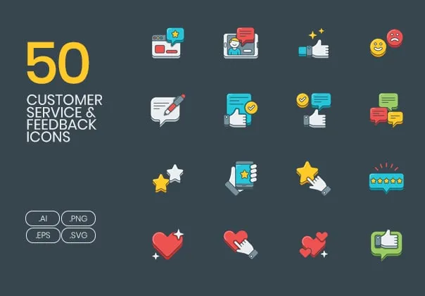 50 Customer Survey & Feedback Icons | 3D Series