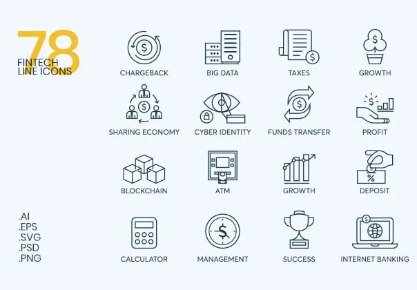 78 Fintech Line Icons