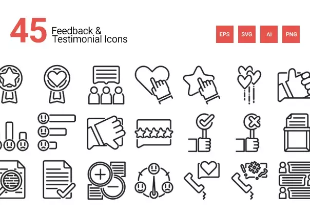 45 Feedback & Testimonial Icons