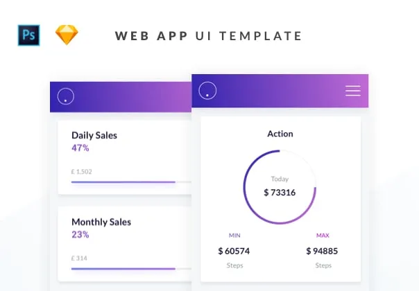 42 Mobile Web App Dashboard UI Screens for Sketch and Photoshop