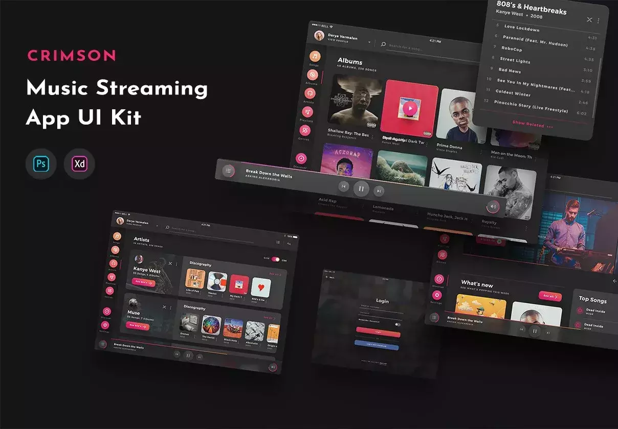 Crimson - Music Player UI Kit