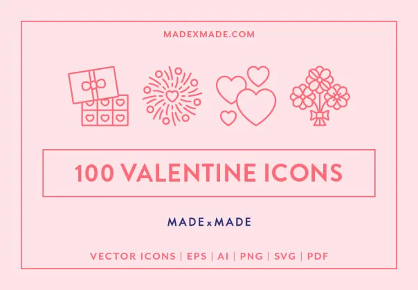 100 Valentine Line Icons