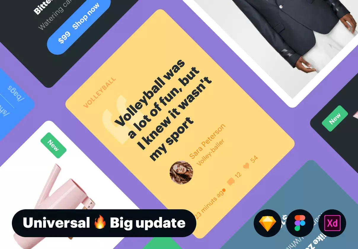 600 modern UI components for Sketch, Figma and Adobe XD