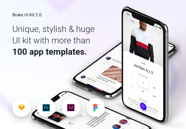 Unique, stylish & huge UI kit with more than 100 mobile app templates.