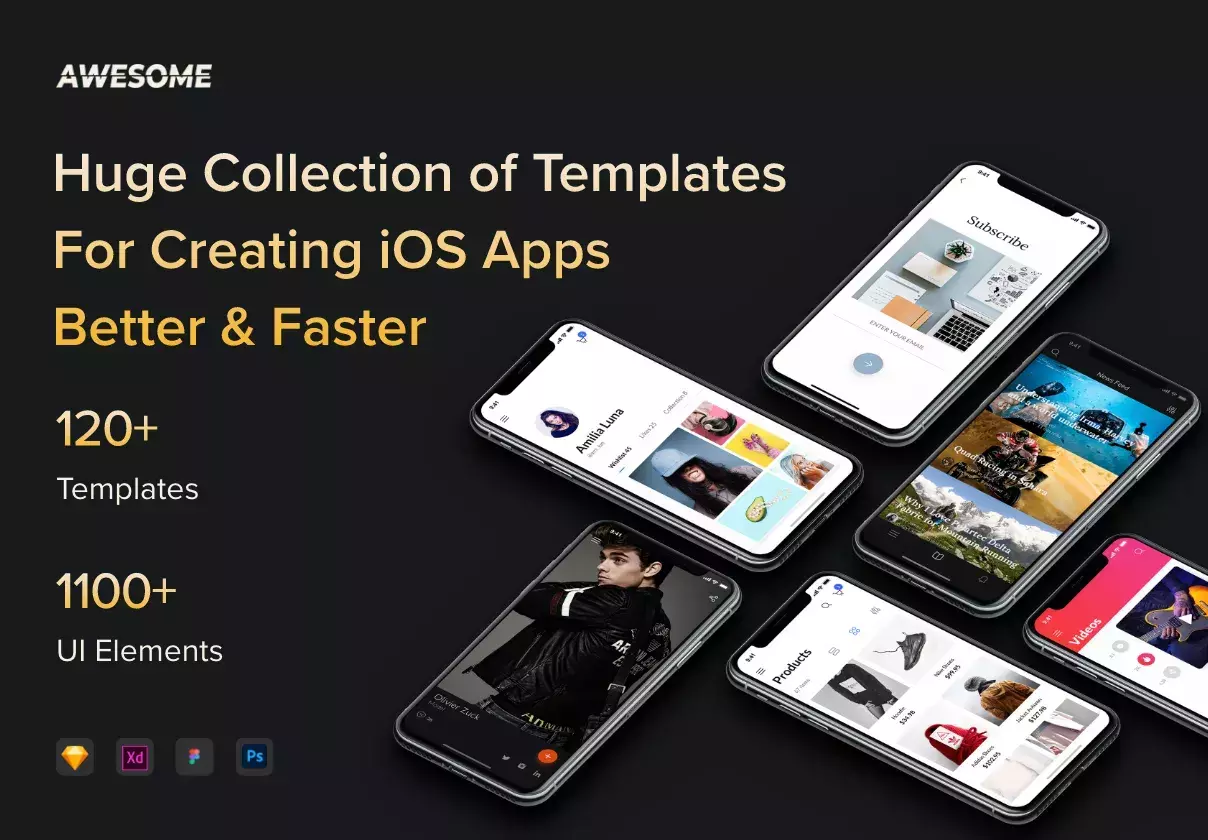 120+ Premium iOS Templates & 1100+ UI Elements