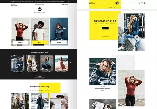 Responsive fashion e-commerce UI kit for XD & Photoshop.