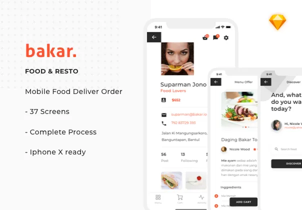 Premium Mobile Food Delivery UI Kit Complete Process.