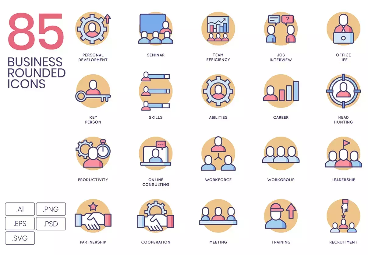 85 Business Icons | Butterscotch Series