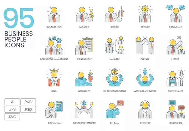 95 Business People Icons | Color Line Series