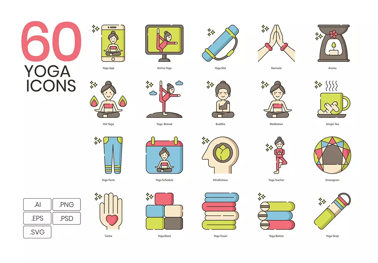 60 Yoga Icons | Hazel Series