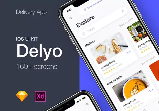 Delivery UI Kit for iOS built in Sketch & XD.