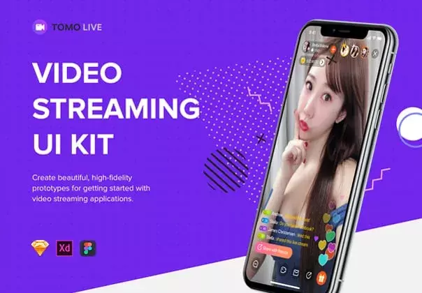 Video Streaming mobile iOS UI Kit built in Sketch, XD & Figma