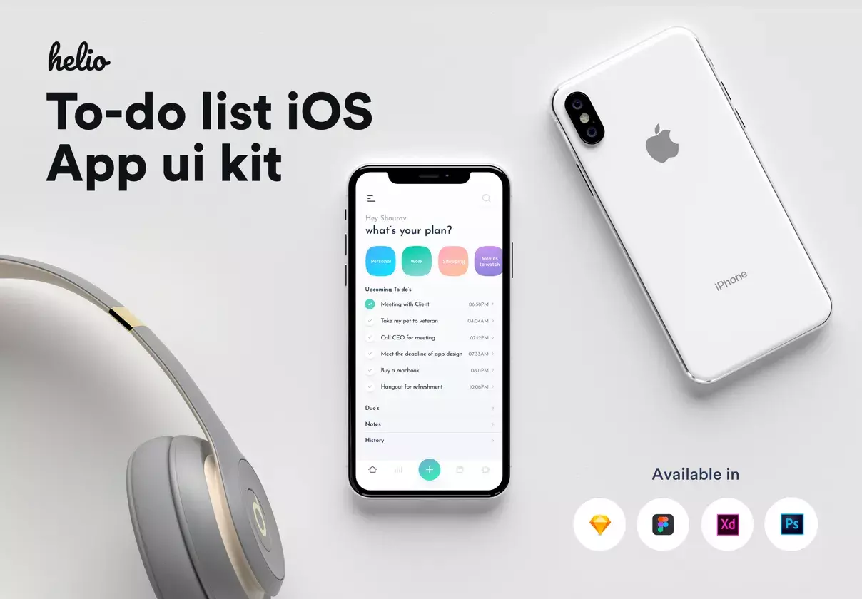 Helio to-do list iOS UI kit