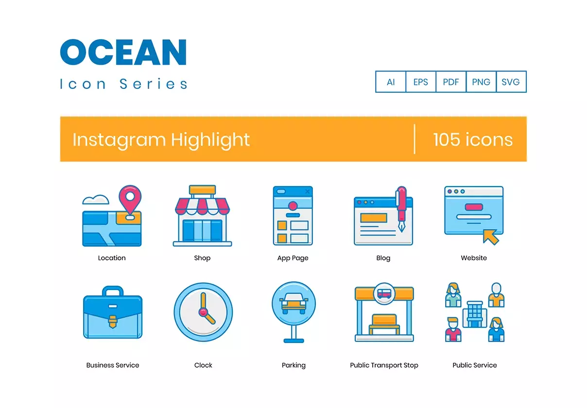 105 Instagram Highlight Cover Icons | Ocean Series