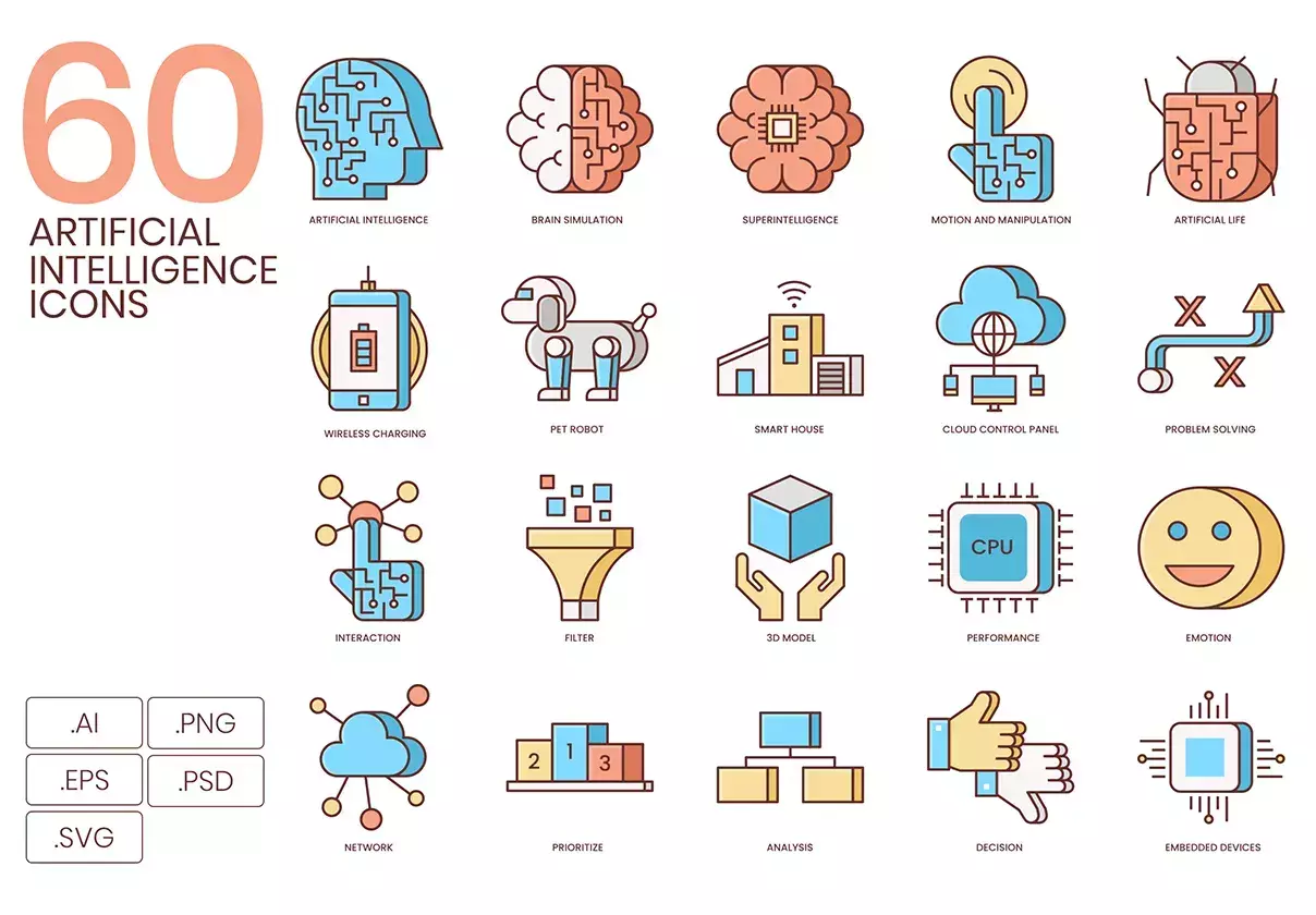 60 Artificial Intelligence Icons | Honey Series