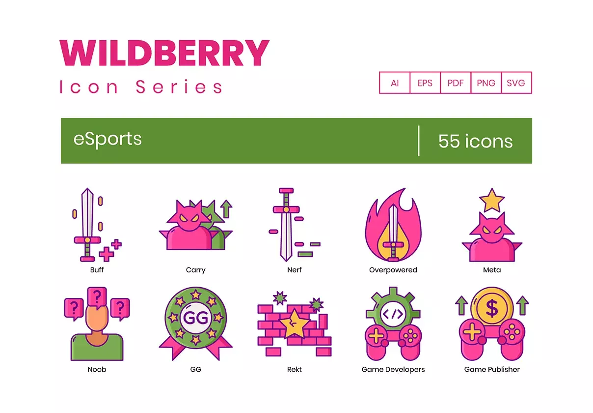 55 Esport Icons | Wildberry Series