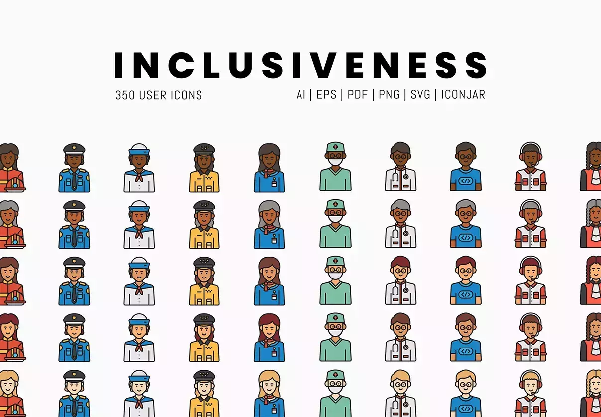 350 Inclusiveness Icons | Vivid Series