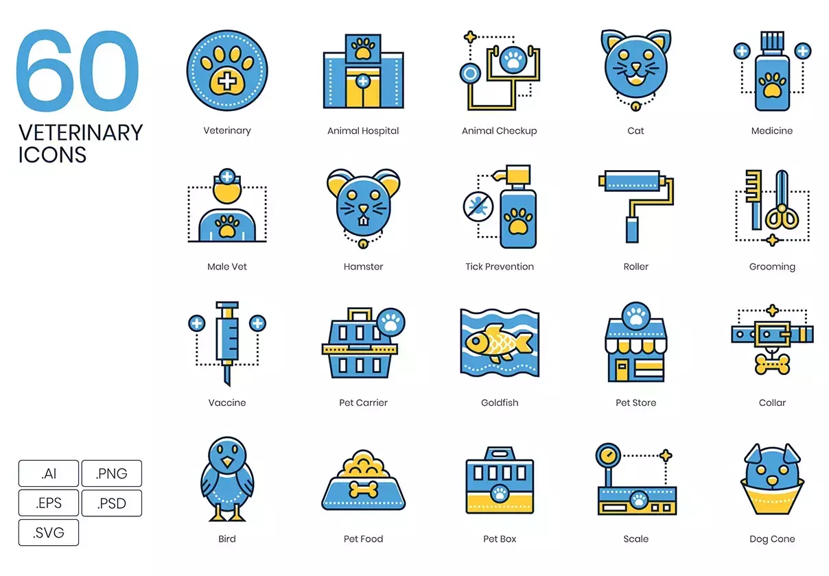 60 Veterinary Icons | Kinetic Series