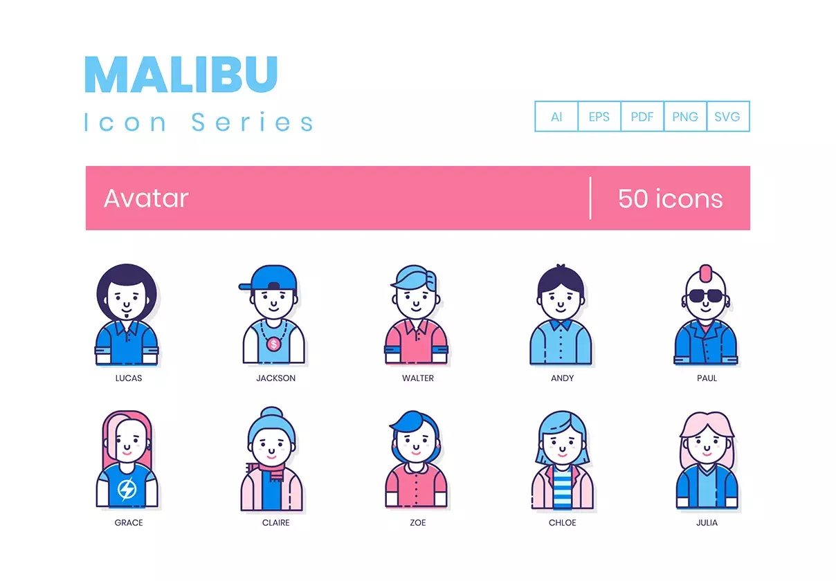 50 Avatar Icons | Malibu Series