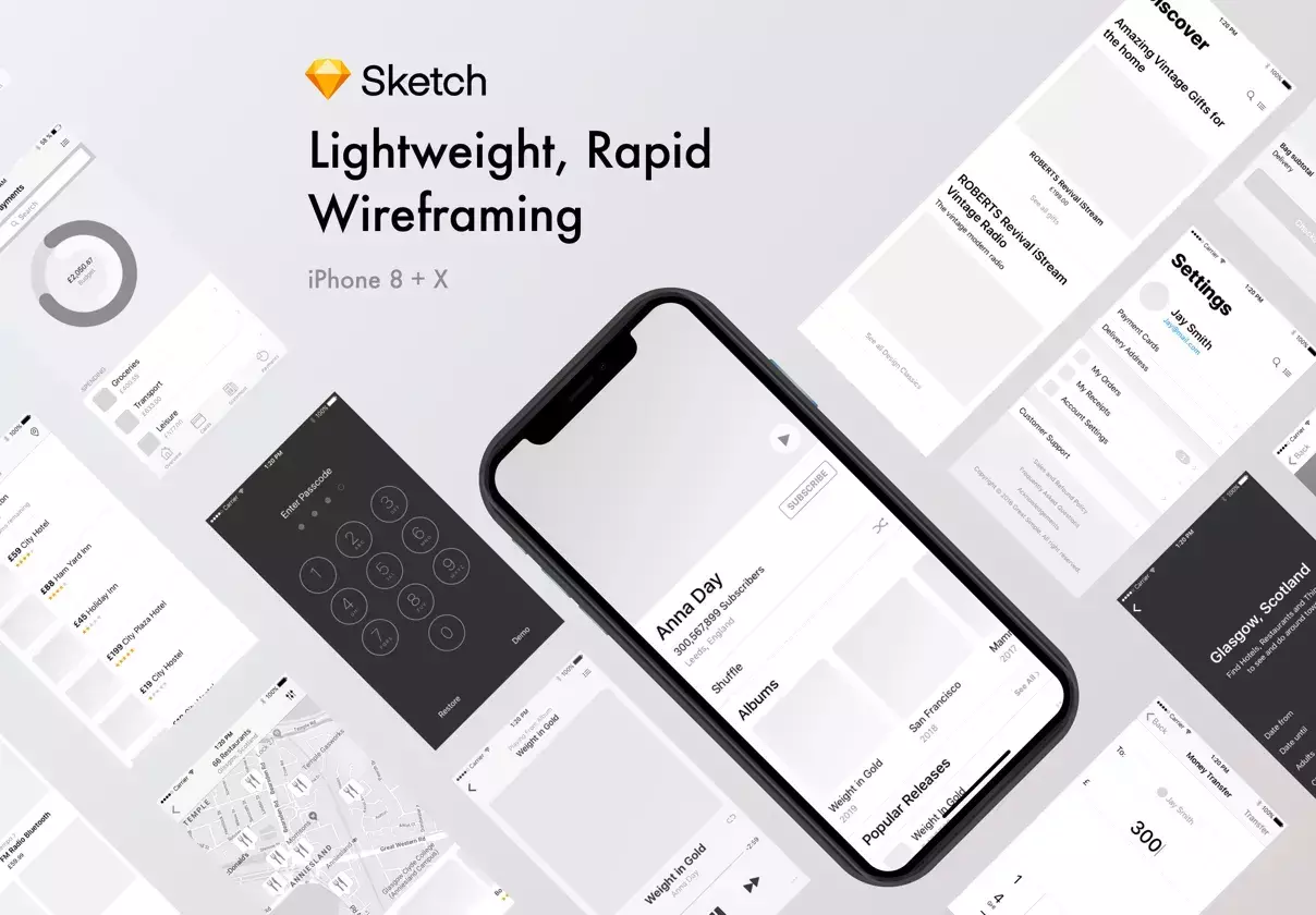 Wireframes for iPhone X and lower