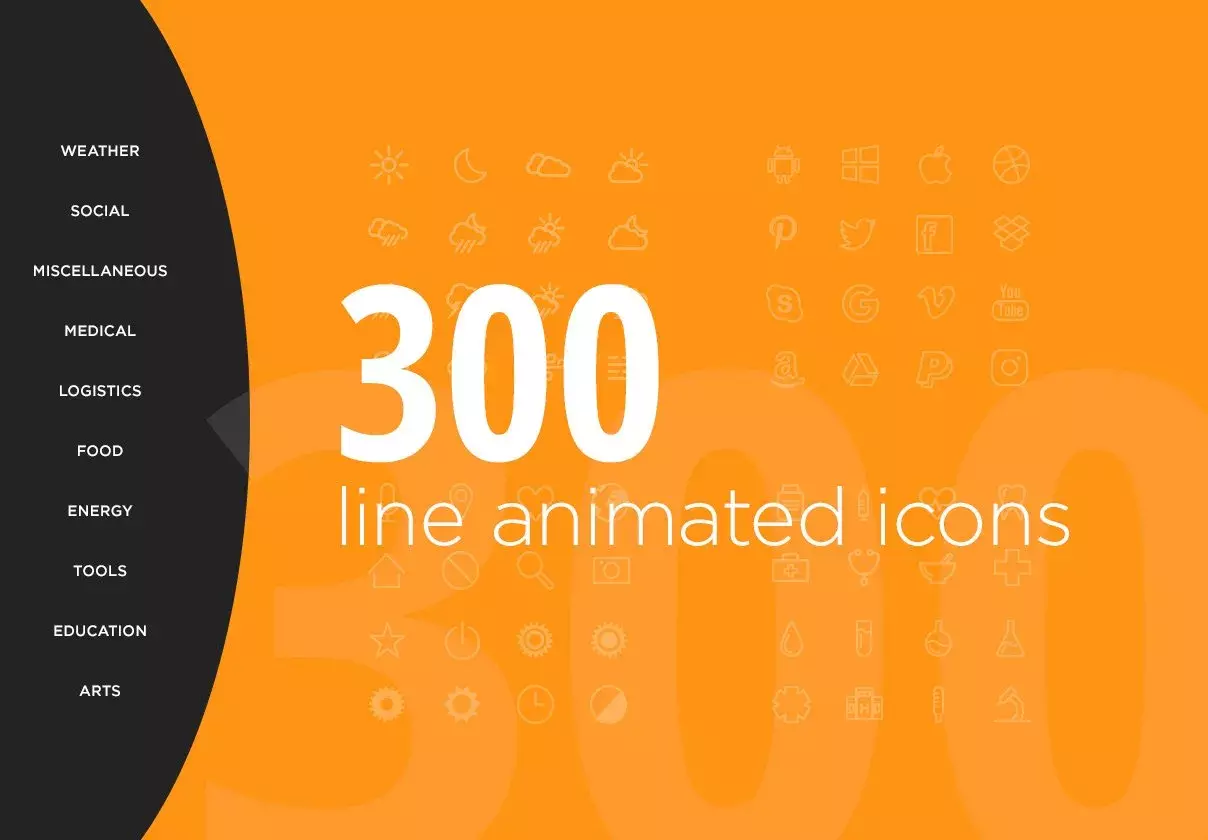 300 Line Animated Icons