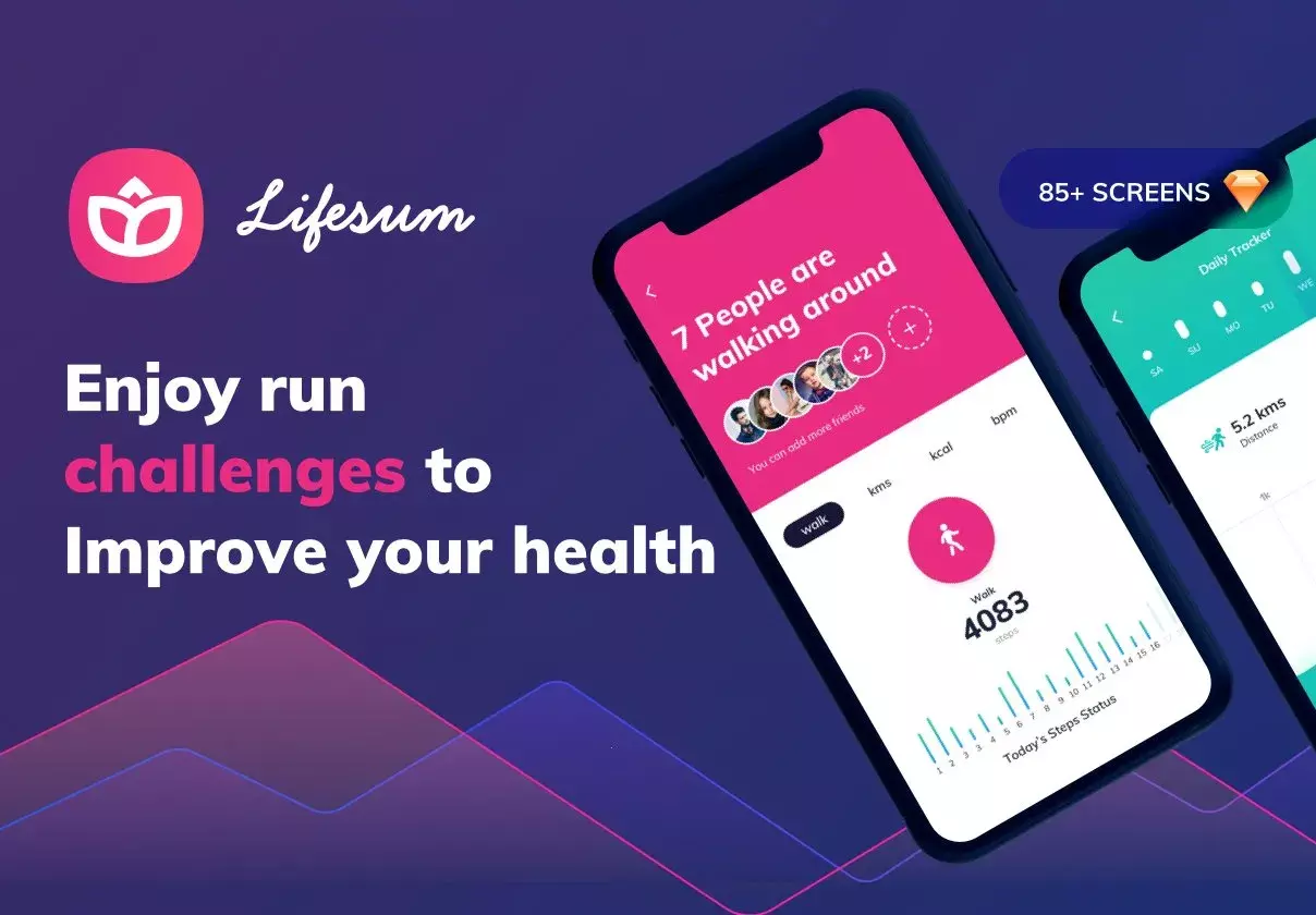 Lifesum Health and Fitness Mobile App - UI kit