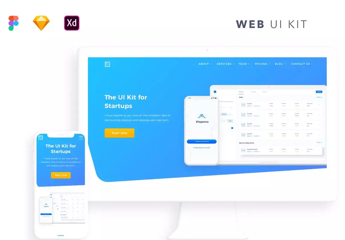 80 Responsive Website UI Designs for Sketch, Figma and Adobe XD