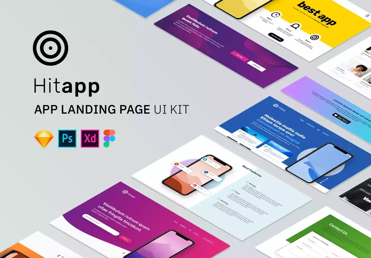 HitApp - Desktop and Mobile APP Landing Page UI Kit