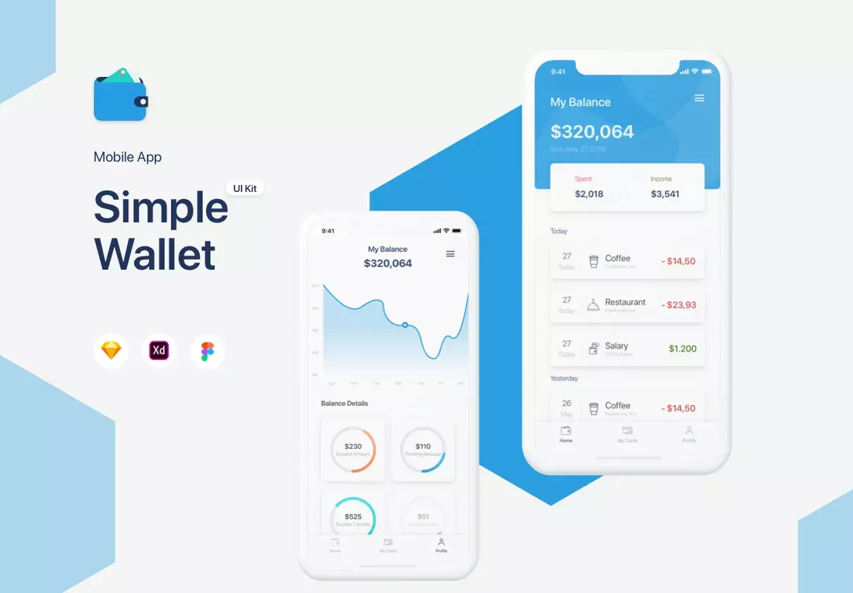 Simple Wallet App UI UX Kit