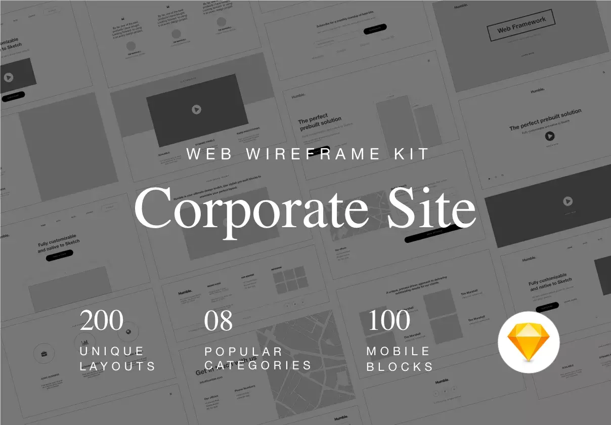 Web Wireframe Kit for Corporate site