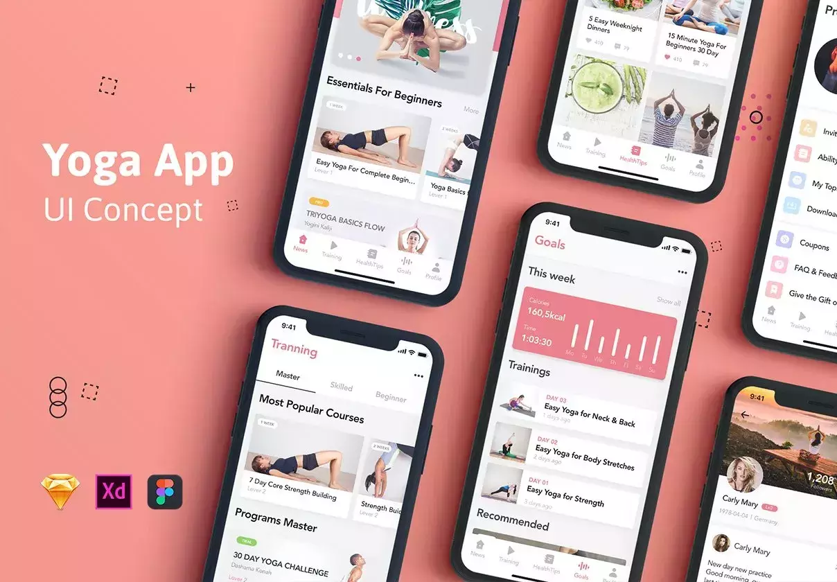 Yoga Fitness Mobile App UI Kit