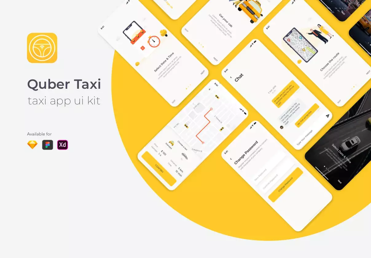 QUBER Taxi App UI UX Kit