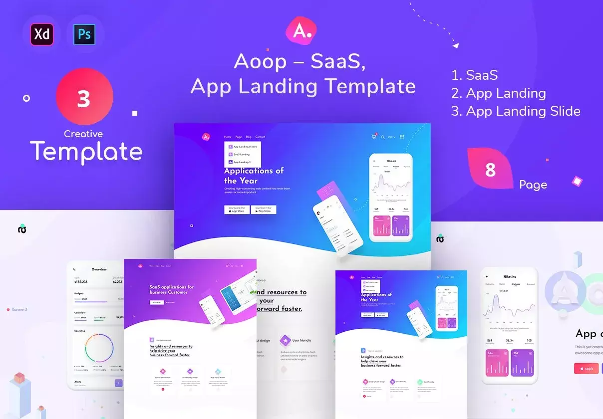 Aoop - SaaS & App Landing Template