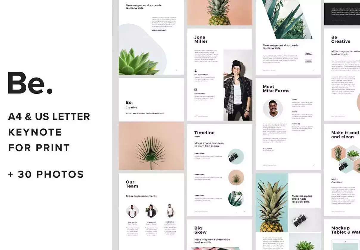 BE - A4 Vertical Keynote Template + 30 Photos