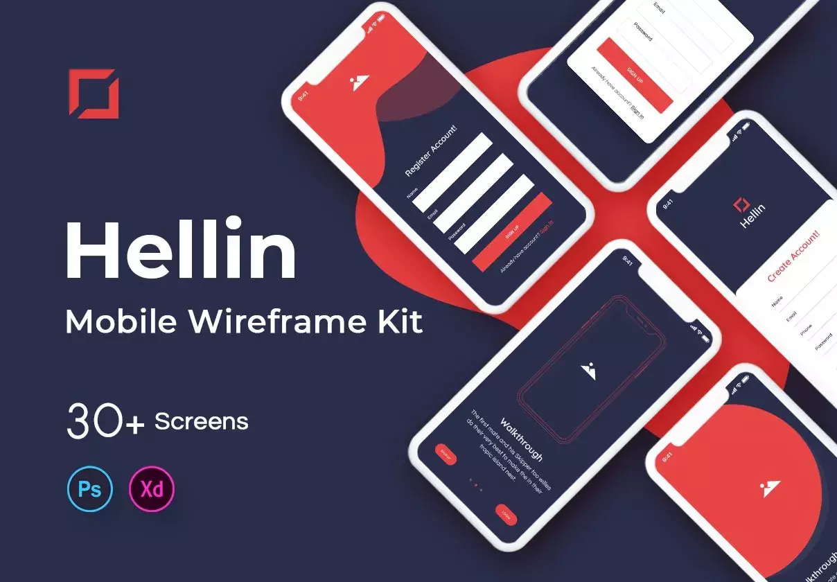 Hellin Mobile Wireframe Kit