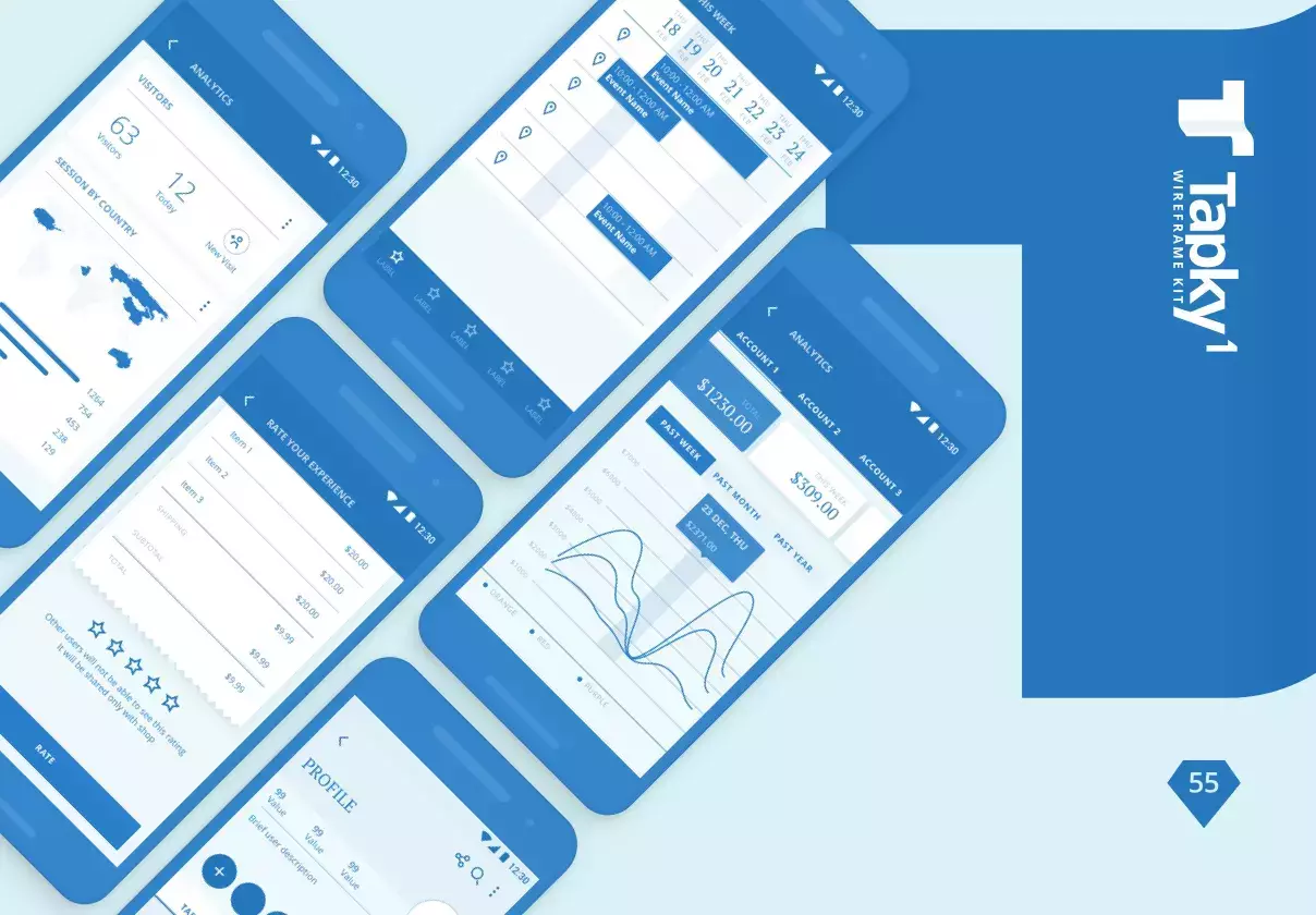 Tapky 1 Wireframe Kit