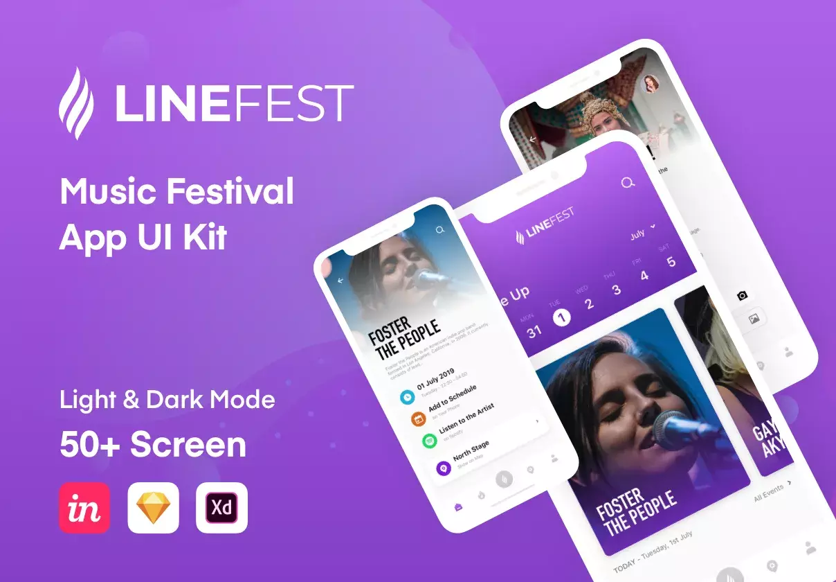 LineFest - Music Festival Mobile App UI Kit