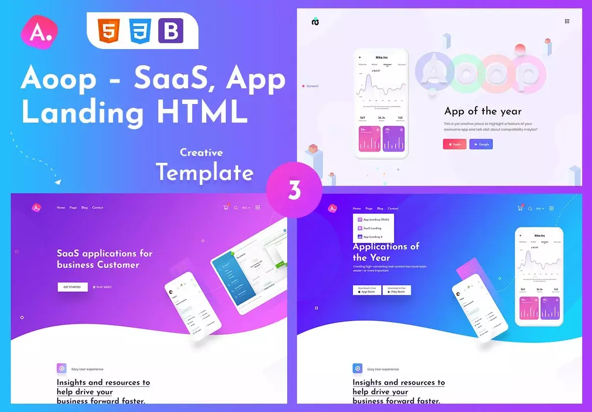 Aoop - SaaS & App Landing HTML Template