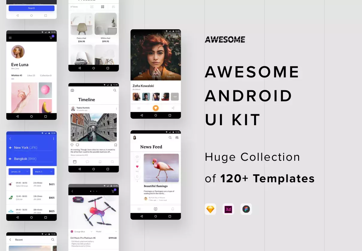 120+ Premium Android Templates & 1100+ UI Elements