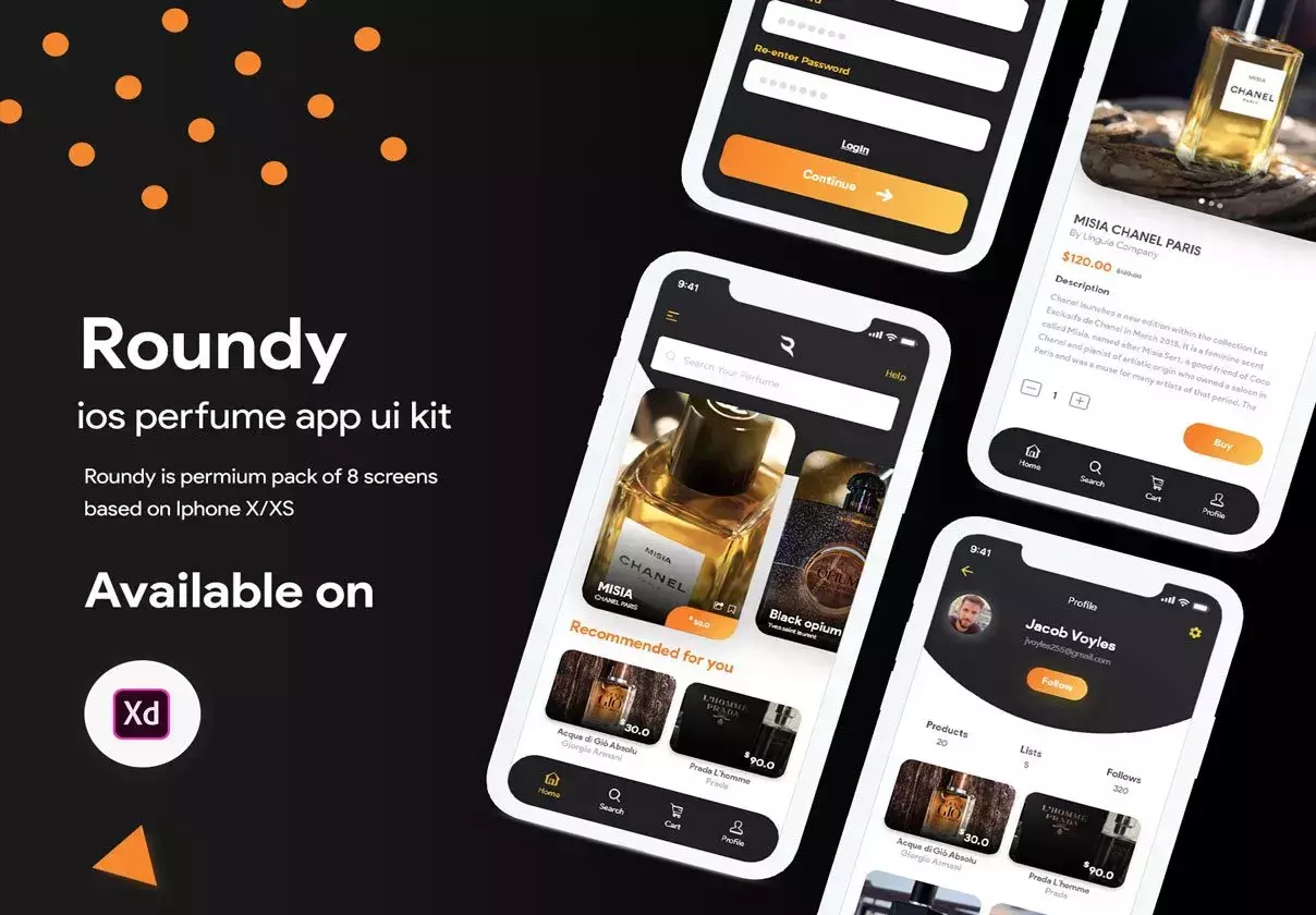 Roundy Perfume Shop App UI Kit