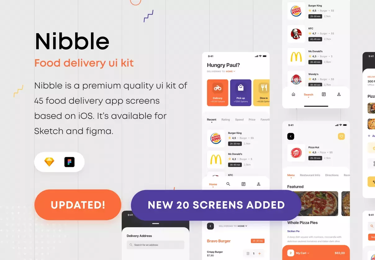 Deliciously crafted food service app UI Kit